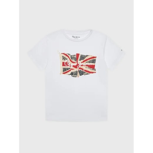 Pepe Jeans T-Shirt Flag Logo PB503492 Biały Regular Fit Pepe Jeans 14Y MODIVO