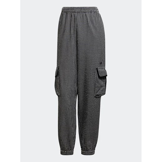 adidas Spodnie materiałowe Gingham HB9456 Czarny Loose Fit 34 wyprzedaż MODIVO