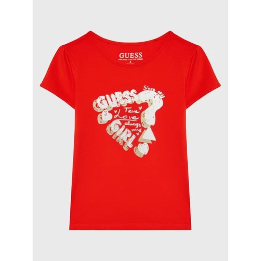 Guess T-Shirt K3RI13 K6YW1 Czerwony Regular Fit ze sklepu MODIVO w kategorii Bluzki dziewczęce - zdjęcie 168482876