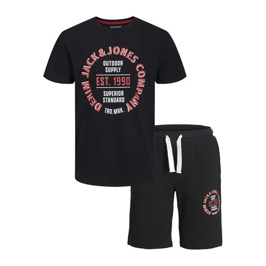 Jack&Jones Junior Komplet t-shirt i szorty sportowe 12235271 Czarny Regular Fit ze sklepu MODIVO w kategorii Komplety chłopięce - zdjęcie 168485149