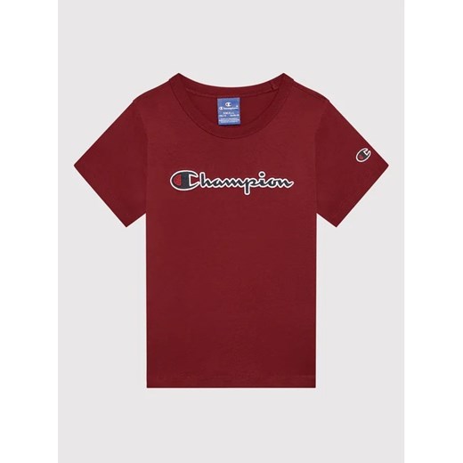 Champion T-Shirt Logo Script 404231 Bordowy Regular Fit Champion 162_167 promocja MODIVO