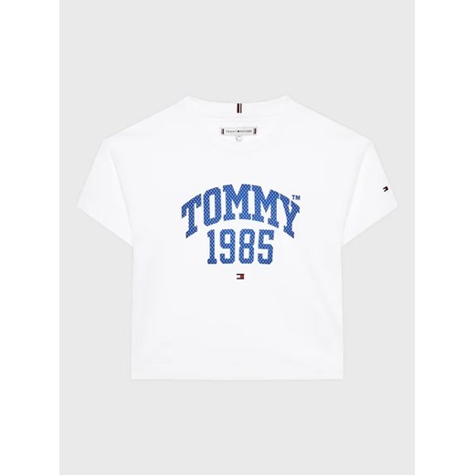 Tommy Hilfiger T-Shirt Varsity KG0KG07257 D Biały Regular Fit ze sklepu MODIVO w kategorii Bluzki dziewczęce - zdjęcie 168486629