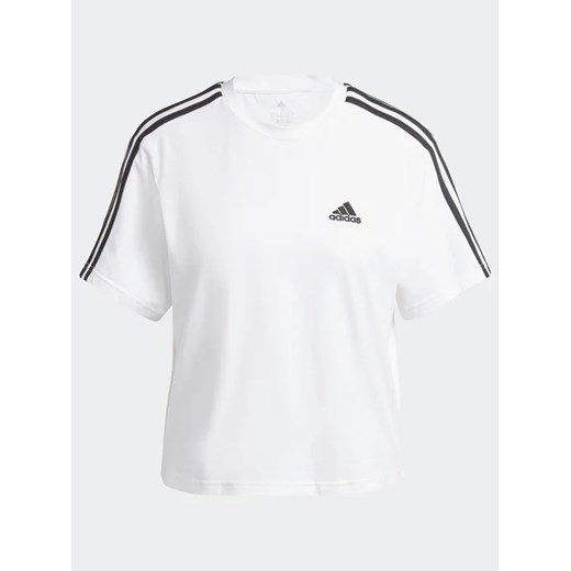 adidas T-Shirt Essentials 3-Stripes Single Jersey Crop Top HR4915 Biały Loose S MODIVO