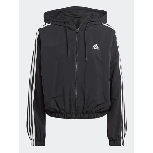 adidas Wiatrówka Essentials 3-Stripes Woven Windbreaker HT3399 Czarny Loose Fit XS MODIVO
