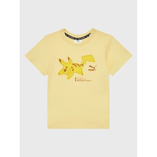 Puma T-Shirt Pokemon 536429 Żółty Regular Fit ze sklepu MODIVO w kategorii T-shirty chłopięce - zdjęcie 168490257