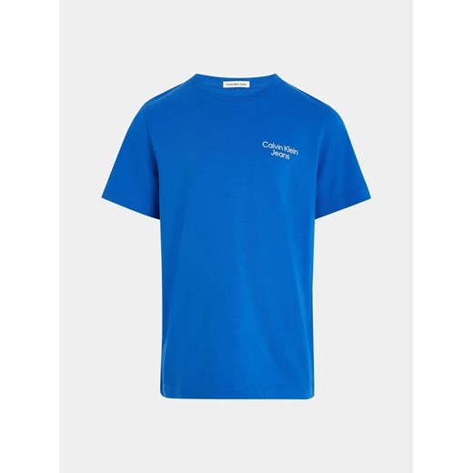 Calvin Klein Jeans T-Shirt Stack Logo IB0IB01319 Niebieski Regular Fit 12Y promocyjna cena MODIVO