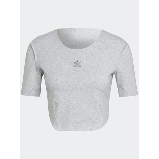 adidas T-Shirt Crop Loungewear HL9130 Szary Regular Fit 38 MODIVO