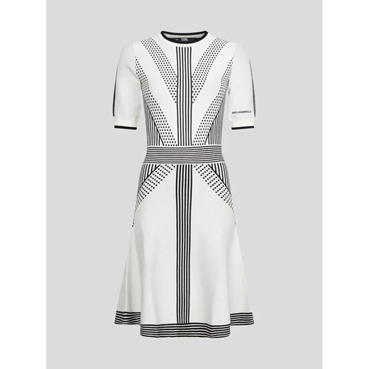KARL LAGERFELD Sukienka dzianinowa 226W1350 Biały Regular Fit Karl Lagerfeld S promocyjna cena MODIVO