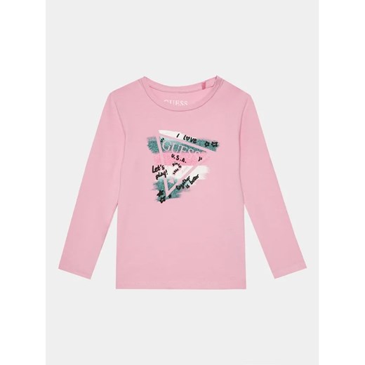 Guess Bluzka K4RI00 K6YW4 Różowy Regular Fit ze sklepu MODIVO w kategorii Bluzki dziewczęce - zdjęcie 168492675