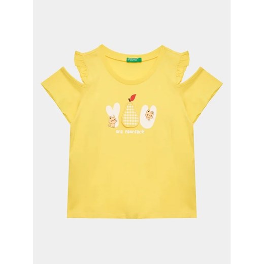 United Colors Of Benetton T-Shirt 3096G108X Żółty Regular Fit ze sklepu MODIVO w kategorii Bluzki dziewczęce - zdjęcie 168493246
