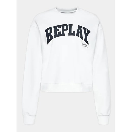 Replay Bluza W3104.000.23591 Biały Regular Fit Replay XS promocyjna cena MODIVO