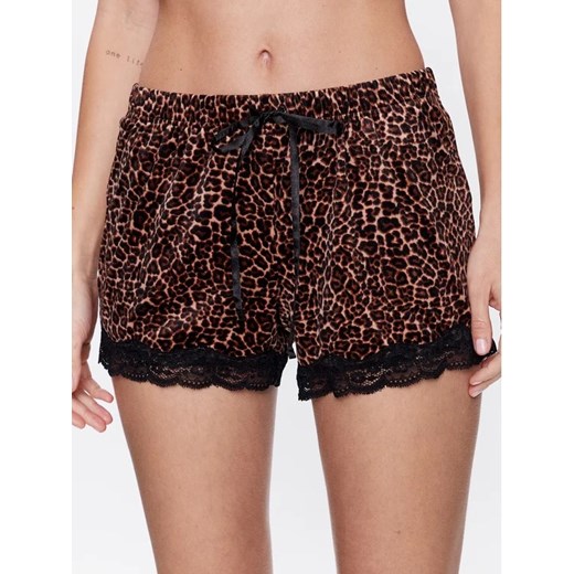 Hunkemöller Szorty piżamowe Velours Lace Leopar 201774 Beżowy Regular Fit Hunkemöller XL okazja MODIVO