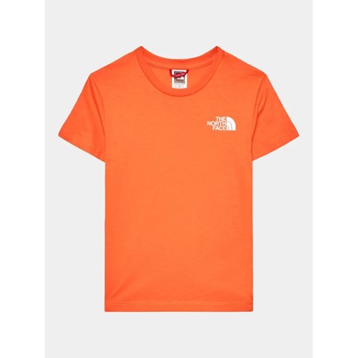 The North Face T-Shirt Simple Dome NF0A82EA Pomarańczowy Regular Fit ze sklepu MODIVO w kategorii T-shirty chłopięce - zdjęcie 168500578