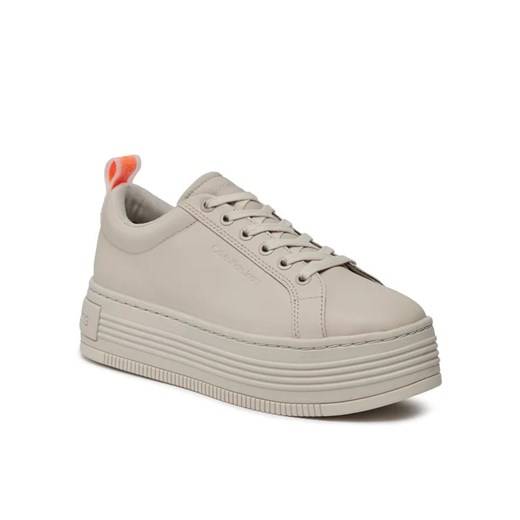 Calvin Klein Jeans Sneakersy Bold Flatf Low Laceup Lth In Lum YW0YW01309 Beżowy 41 MODIVO