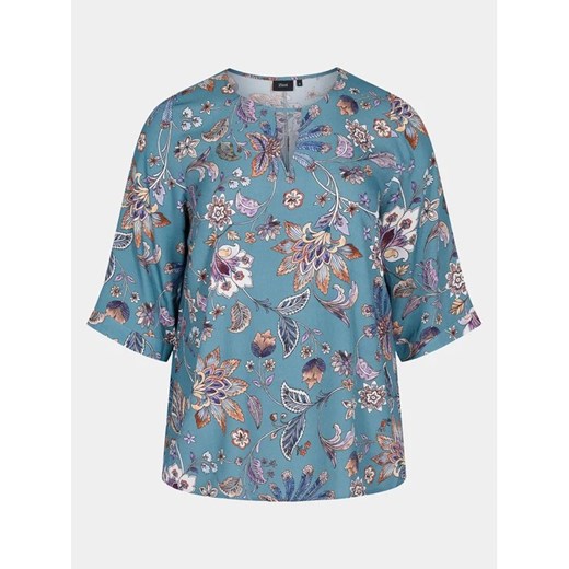 Zizzi Bluzka V00040E Niebieski Loose Fit Zizzi XXL wyprzedaż MODIVO