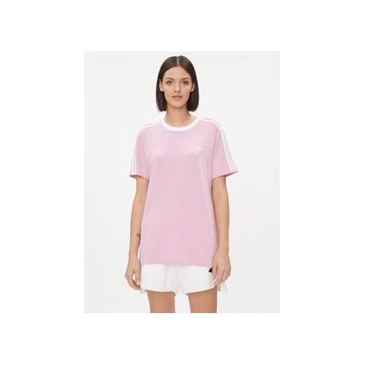 adidas T-Shirt Essentials 3-Stripes IM2875 Różowy Loose Fit ze sklepu MODIVO w kategorii Bluzki damskie - zdjęcie 168505278