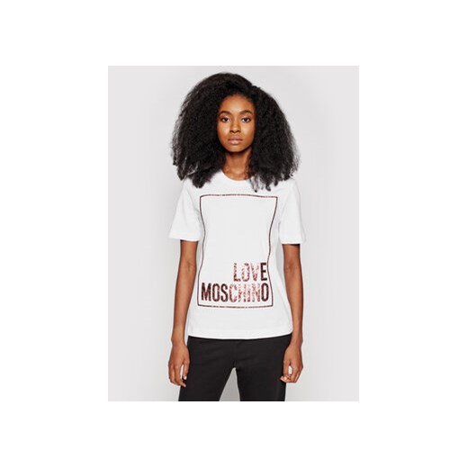 LOVE MOSCHINO T-Shirt W4H0605M 3876 Biały Regular Fit Love Moschino 40 MODIVO wyprzedaż