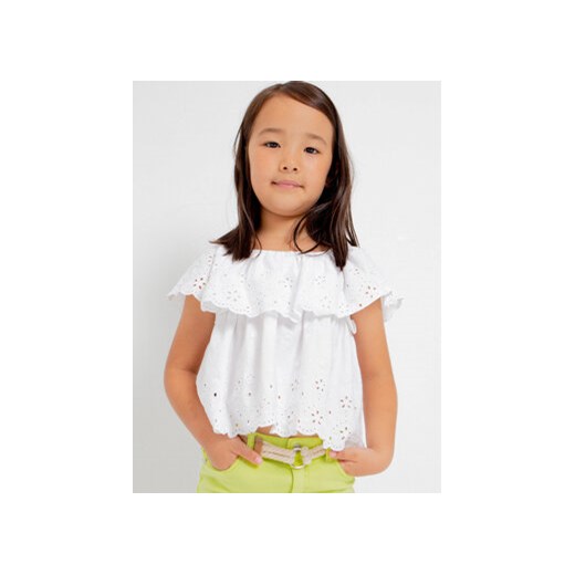 Mayoral Bluzka 3145 Biały ze sklepu MODIVO w kategorii Bluzki dziewczęce - zdjęcie 168507987