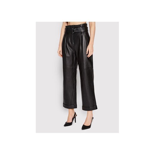 KARL LAGERFELD Spodnie skórzane High Waist 220W1900 Czarny Relaxed Fit ze sklepu MODIVO w kategorii Spodnie damskie - zdjęcie 168509409