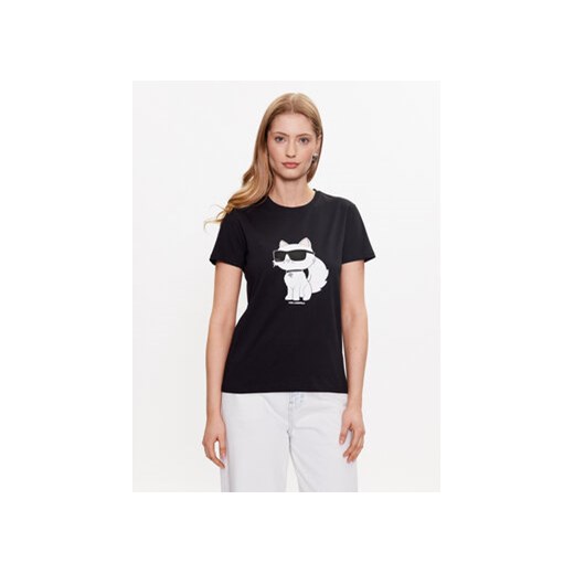 KARL LAGERFELD T-Shirt Ikonik 2.0 Choupette 230W1703 Czarny Regular Fit ze sklepu MODIVO w kategorii Bluzki damskie - zdjęcie 168510136