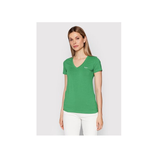 Pepe Jeans T-Shirt Violette PL505067 Zielony Slim Fit ze sklepu MODIVO w kategorii Bluzki damskie - zdjęcie 168511567
