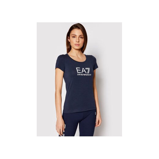 EA7 Emporio Armani T-Shirt 8NTT63 TJ12Z 1554 Granatowy Slim Fit ze sklepu MODIVO w kategorii Bluzki damskie - zdjęcie 168511777