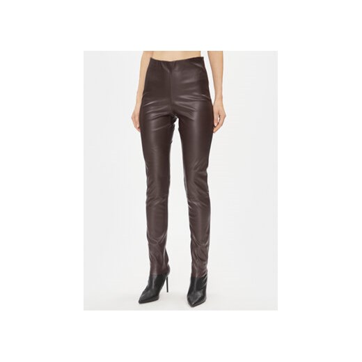 Bruuns Bazaar Spodnie z imitacji skóry Christa BBW3601 Brązowy Slim Fit ze sklepu MODIVO w kategorii Spodnie damskie - zdjęcie 168513105
