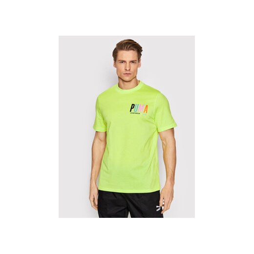Puma T-Shirt SWxP Graphic 533623 Żółty Regular Fit ze sklepu MODIVO w kategorii T-shirty męskie - zdjęcie 168513618