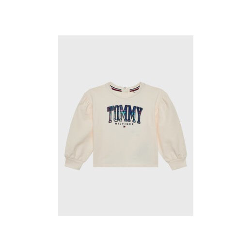 Tommy Hilfiger Bluza Tartan Logo KG0KG07098 M Écru Regular Fit ze sklepu MODIVO w kategorii Bluzy dziewczęce - zdjęcie 168514128