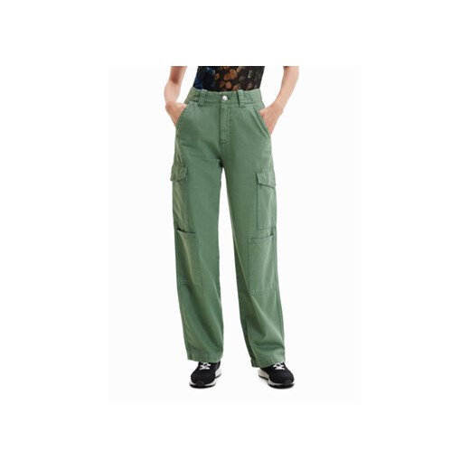Desigual Spodnie materiałowe Sedal 23SWPN03 Zielony Regular Fit ze sklepu MODIVO w kategorii Spodnie damskie - zdjęcie 168514278