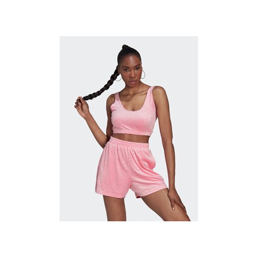adidas Top Velvet HL9124 Różowy Slim Fit ze sklepu MODIVO w kategorii Bluzki damskie - zdjęcie 168517196