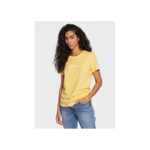 Pepe Jeans T-Shirt Wendy PL505480 Żółty Regular Fit ze sklepu MODIVO w kategorii Bluzki damskie - zdjęcie 168517948