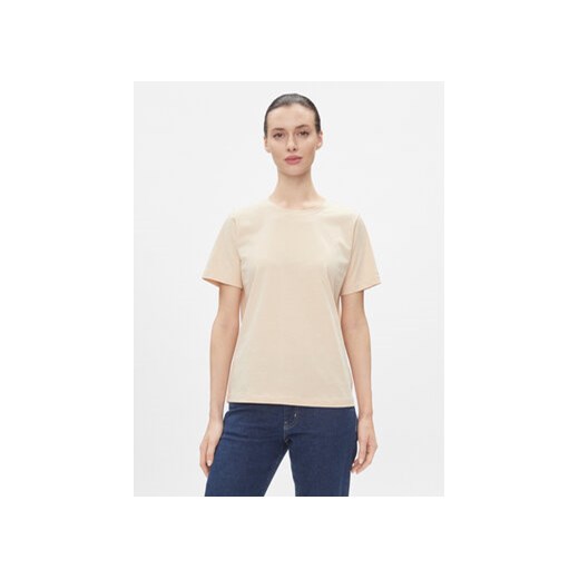 Calvin Klein T-Shirt Smooth Cotton Crew Neck Tee Ss K20K205410 Beżowy Regular Fit ze sklepu MODIVO w kategorii Bluzki damskie - zdjęcie 168519356