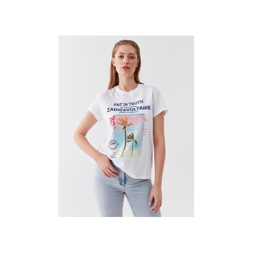 Zadig&Voltaire T-Shirt Zoe Photoprint Palmier JWTS01516 Biały Regular Fit ze sklepu MODIVO w kategorii Bluzki damskie - zdjęcie 168519659