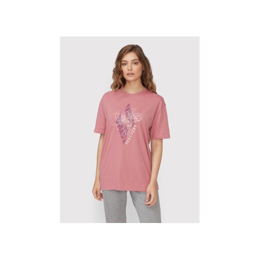 Skechers T-Shirt Diamond Magnolia Outline Everybody WTS354 Różowy Relaxed Fit ze sklepu MODIVO w kategorii Bluzki damskie - zdjęcie 168519897