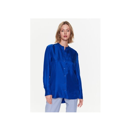 Calvin Klein Koszula Silk Relaxed Collarless K20K205207 Niebieski Relaxed Fit ze sklepu MODIVO w kategorii Koszule damskie - zdjęcie 168520238