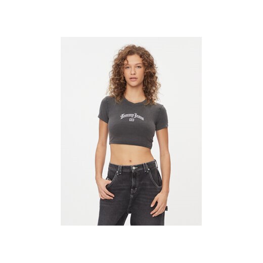 Tommy Jeans T-Shirt Grunge DW0DW16451 Czarny Cropped Fit ze sklepu MODIVO w kategorii Bluzki damskie - zdjęcie 168520329