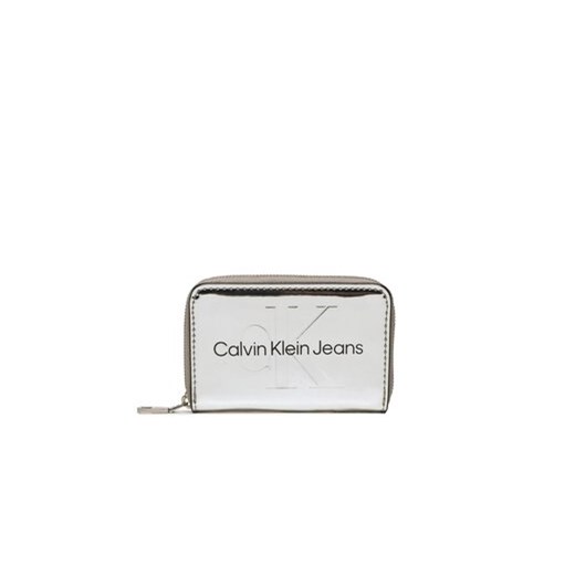 Calvin Klein Jeans Mały Portfel Damski Sculpted Med Zip Around K60K610405 Srebrny ze sklepu MODIVO w kategorii Portfele damskie - zdjęcie 168520817
