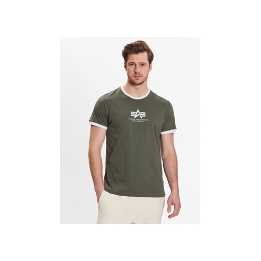Alpha Industries T-Shirt Basic T Contrast 106501 Zielony Regular Fit ze sklepu MODIVO w kategorii T-shirty męskie - zdjęcie 168520907