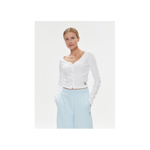 Calvin Klein Jeans Bluzka J20J222570 Biały Regular Fit ze sklepu MODIVO w kategorii Bluzki damskie - zdjęcie 168521137