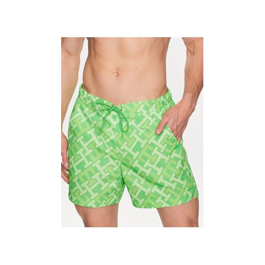 Tommy Hilfiger Szorty kąpielowe UM0UM02846 Zielony Slim Fit ze sklepu MODIVO w kategorii Kąpielówki - zdjęcie 168521455
