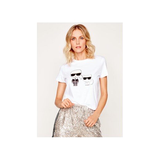KARL LAGERFELD T-Shirt Ikonik Karl & Choupette 201W1705 Biały Regular Fit Karl Lagerfeld S MODIVO okazja