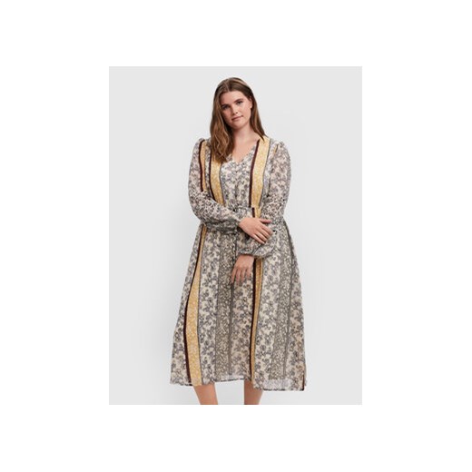 Vero Moda Curve Sukienka codzienna Nora 10251640 Beżowy Loose Fit 44 okazyjna cena MODIVO