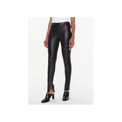 Calvin Klein Spodnie skórzane K20K205363 Czarny Slim Fit ze sklepu MODIVO w kategorii Spodnie damskie - zdjęcie 168524598