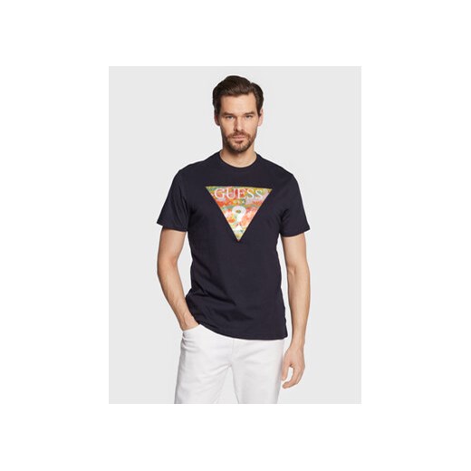 Guess T-Shirt Abstract Logo M3GI57 K9RM1 Granatowy Slim Fit ze sklepu MODIVO w kategorii T-shirty męskie - zdjęcie 168524968