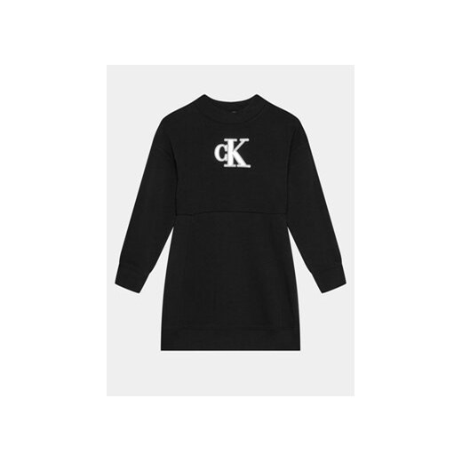 Calvin Klein Jeans Sukienka dzianinowa Metallic Monogram IG0IG02315 Czarny Regular Fit ze sklepu MODIVO w kategorii Sukienki dziewczęce - zdjęcie 168525868