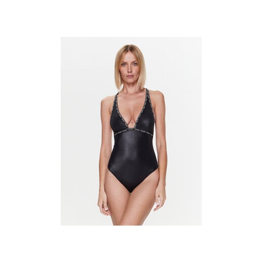 Calvin Klein Swimwear Strój kąpielowy Plunge KW0KW02075 Czarny ze sklepu MODIVO w kategorii Stroje kąpielowe - zdjęcie 168527038