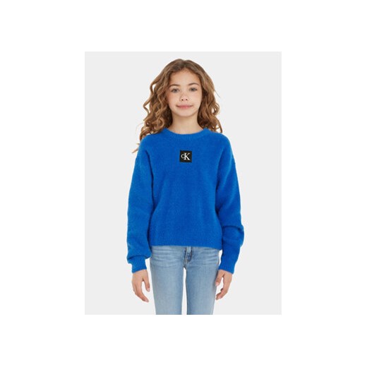Calvin Klein Jeans Sweter Monogram IG0IG02217 Niebieski Regular Fit ze sklepu MODIVO w kategorii Swetry dziewczęce - zdjęcie 168527796