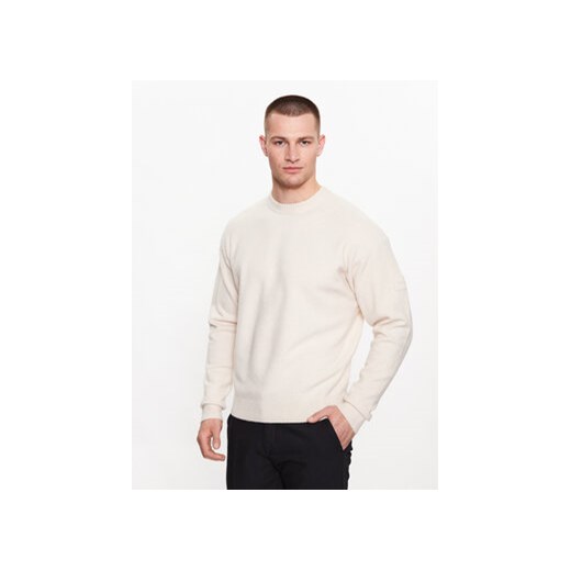 Calvin Klein Sweter K10K110401 Beżowy Regular Fit ze sklepu MODIVO w kategorii Swetry męskie - zdjęcie 168528029