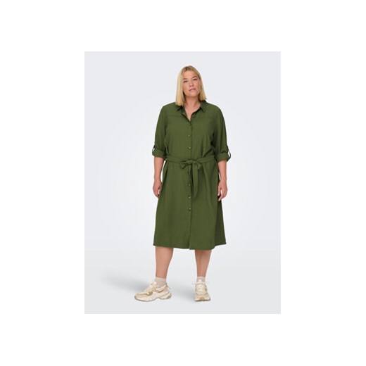 ONLY Carmakoma Sukienka koszulowa 15285282 Zielony Regular Fit ze sklepu MODIVO w kategorii Sukienki - zdjęcie 168529667